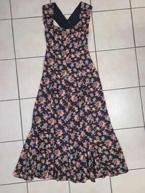 Floral Brown  Maxi Dress with Orange & Yellow Blooms